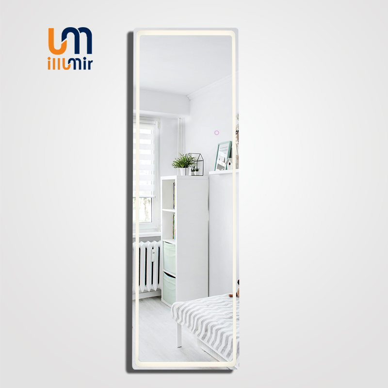 Full-Length Mirror 2019-01WH - Aluminum Frame, 3 Sizes, LED Dimmable Lights