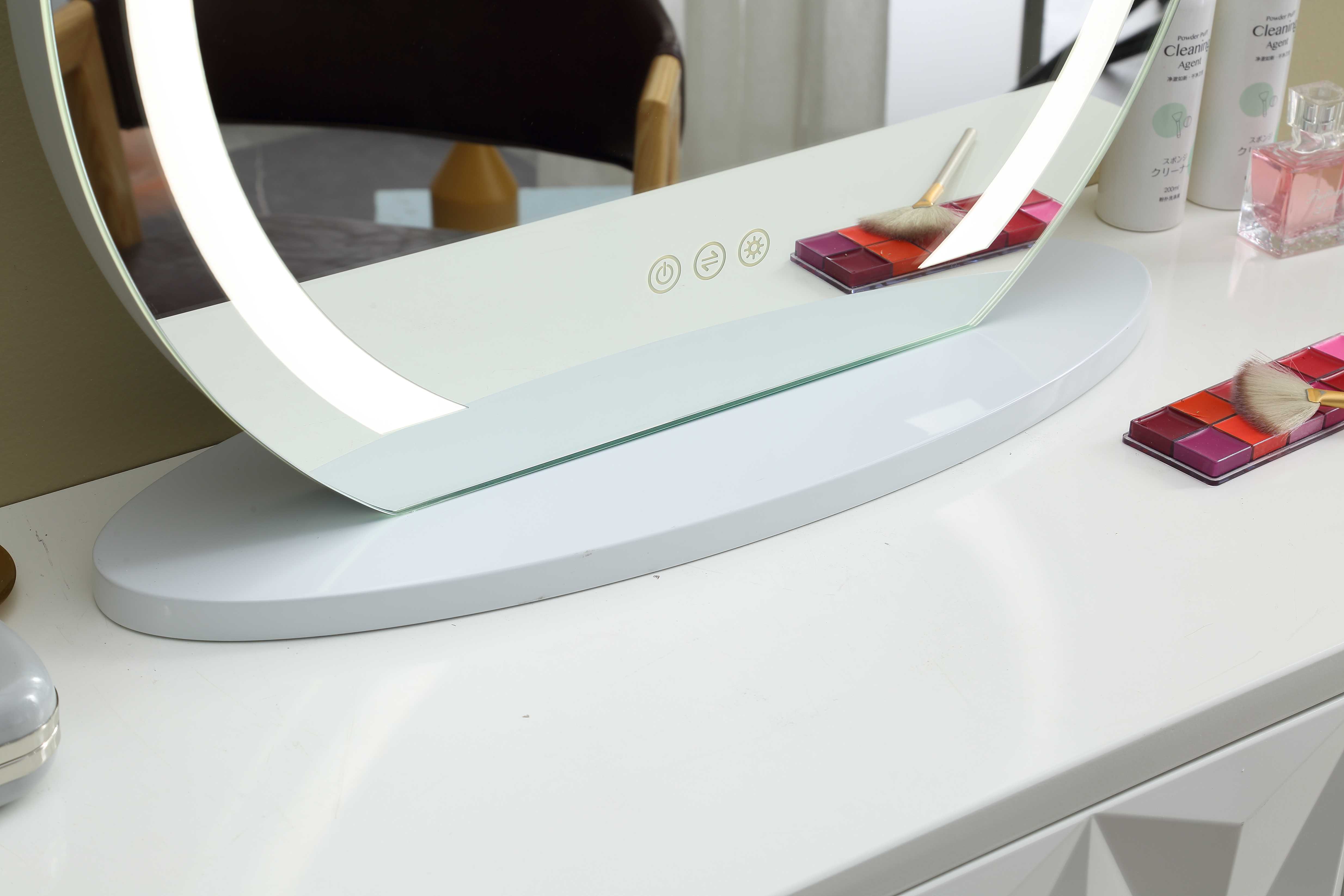 Custom Round Aluminum Makeup Mirror, YL1001-01 - Dimmable LED Lights