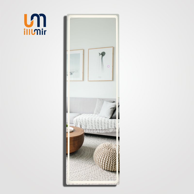 Full-Length Mirror 2019-01WH - Aluminum Frame, 3 Sizes, LED Dimmable Lights