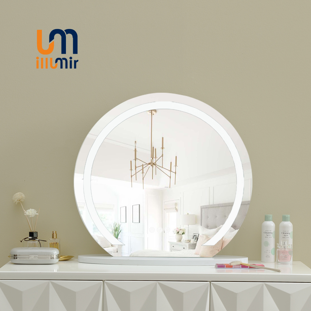 Custom Round Aluminum Makeup Mirror, YL1001-01 - Dimmable LED Lights