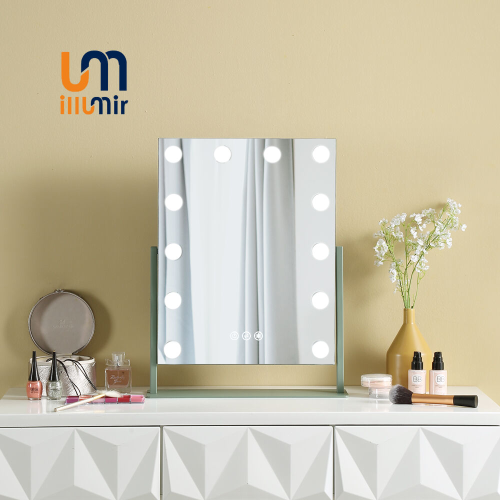 Stylish Stainless Steel Makeup Mirror YL1003-03, 3-LED Lights, Dimmable, Rotatable