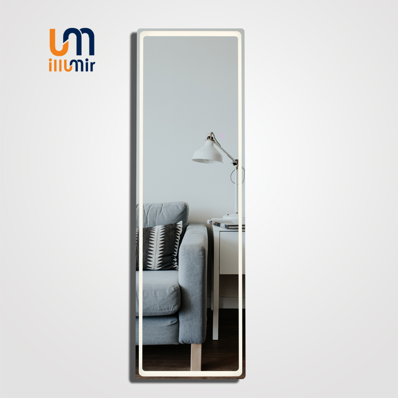 Full-Length Mirror 2019-01WH - Aluminum Frame, 3 Sizes, LED Dimmable Lights