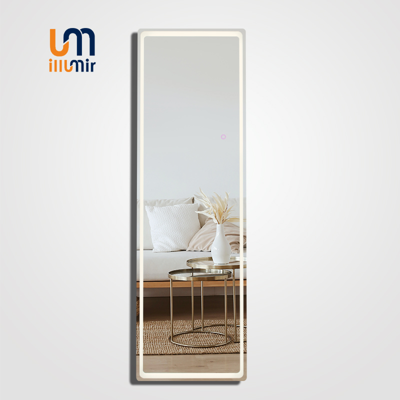 Full-Length Mirror 2019-01WH - Aluminum Frame, 3 Sizes, LED Dimmable Lights