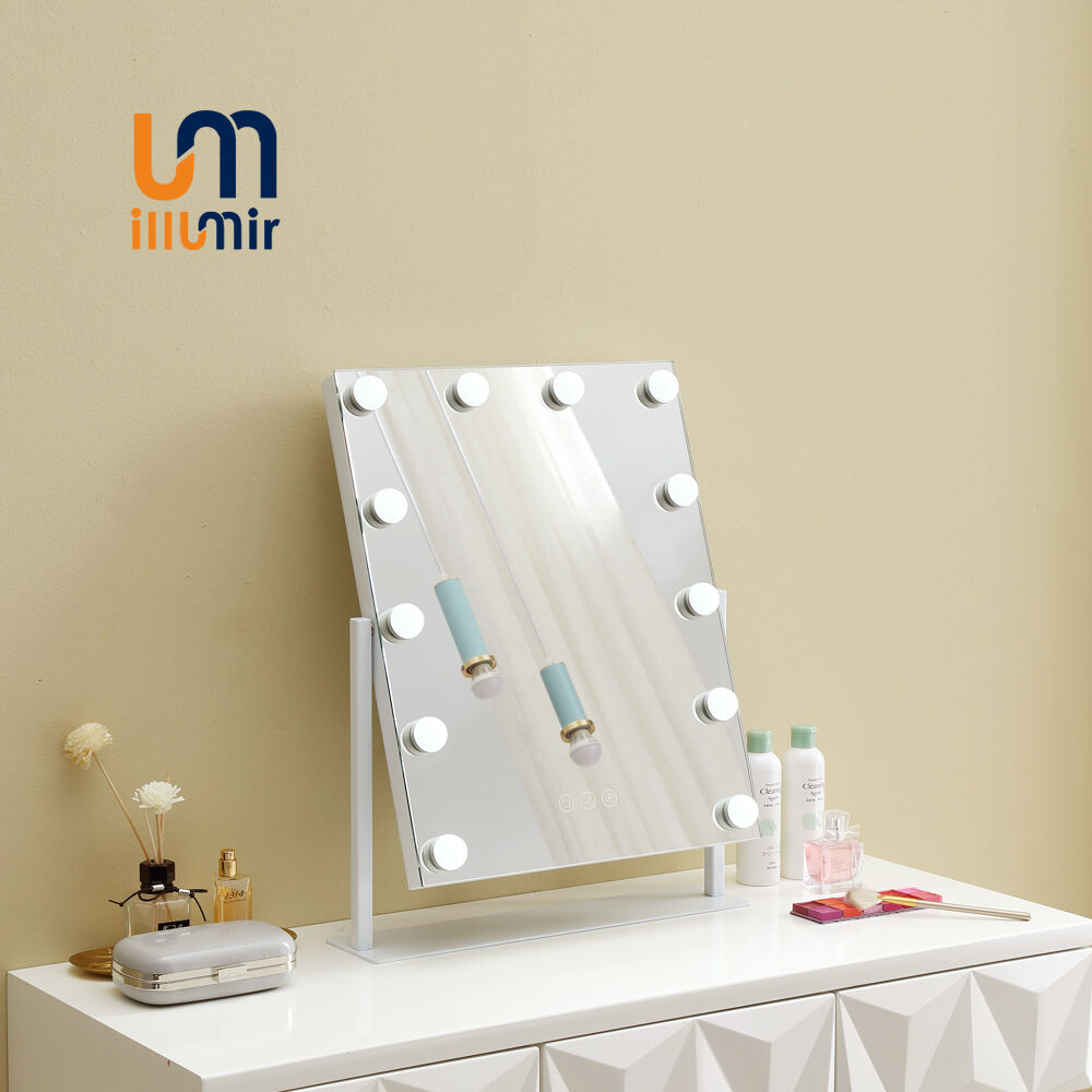 Stylish Stainless Steel Makeup Mirror YL1003-03, 3-LED Lights, Dimmable, Rotatable