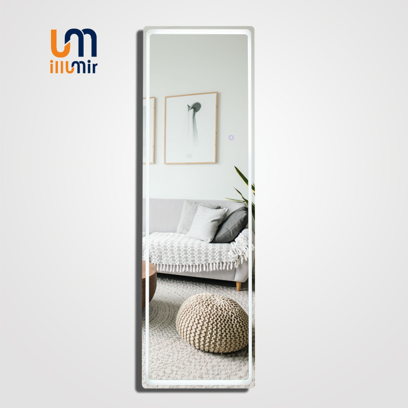 Full-Length Mirror 2019-01WH - Aluminum Frame, 3 Sizes, LED Dimmable Lights