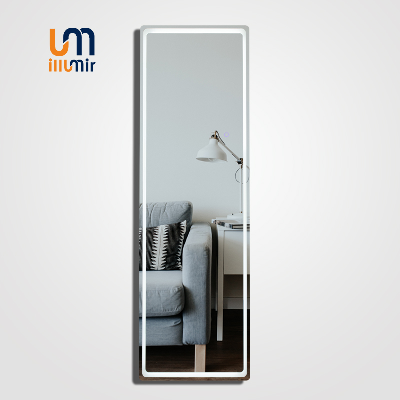 Full-Length Mirror 2019-01WH - Aluminum Frame, 3 Sizes, LED Dimmable Lights